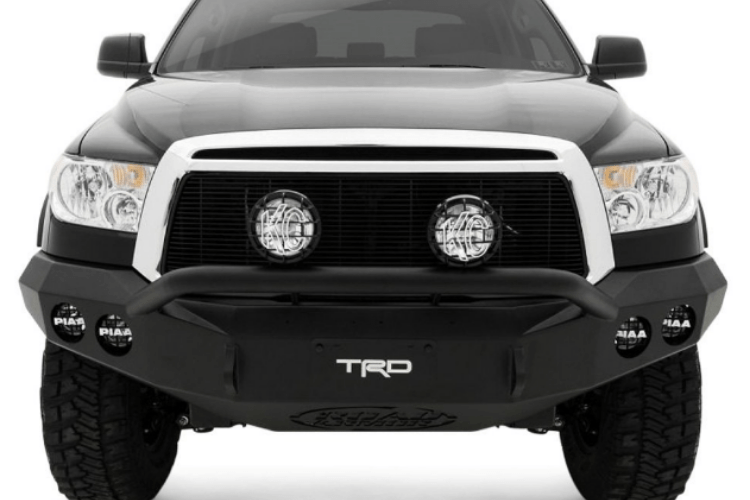 Road Armor 99034Z 2007-2013 Toyota Tundra Stealth Front Winch Ready Bumper Pre-Runner Style, Raw Finish and Round Fog Light Hole