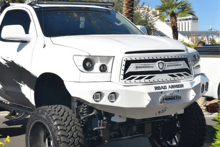 Road Armor 99030Z 2007-2013 Toyota Tundra Stealth Front Winch Ready Bumper No Guard, Raw Finish and Round Fog Light Hole