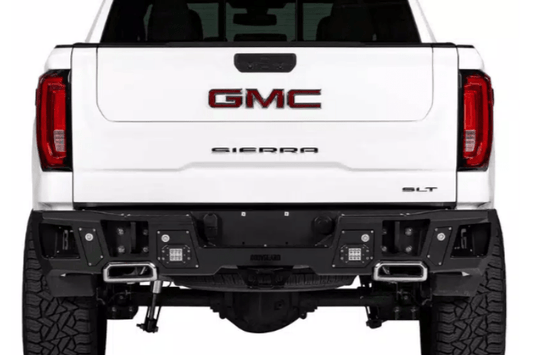 Bodyguard DGC19ANLT A2 rear bumper for 2019–2025 Chevy Silverado 1500, heavy duty aftermarket back bumper with dual exhaust fitment
