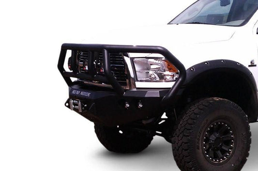 Road Armor 40802B 2010-2018 Dodge Ram 2500/3500 Stealth Front Winch Ready Bumper Titan II Grille Guard, Black Finish and Round Fog Light Hole