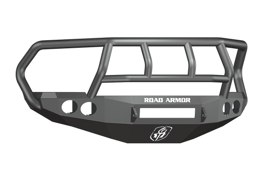 Road Armor 40802B-NW 2010-2018 Dodge Ram 2500/3500 Stealth Front Non-Winch Bumper Titan II Grille Guard, Black Finish and Round Fog Light Hole