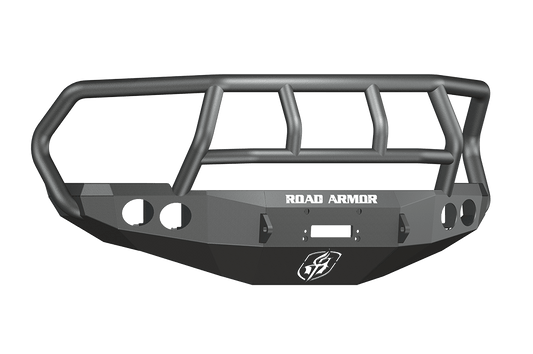 Road Armor 40802B 2010-2018 Dodge Ram 2500/3500 Stealth Front Winch Ready Bumper Titan II Grille Guard, Black Finish and Round Fog Light Hole