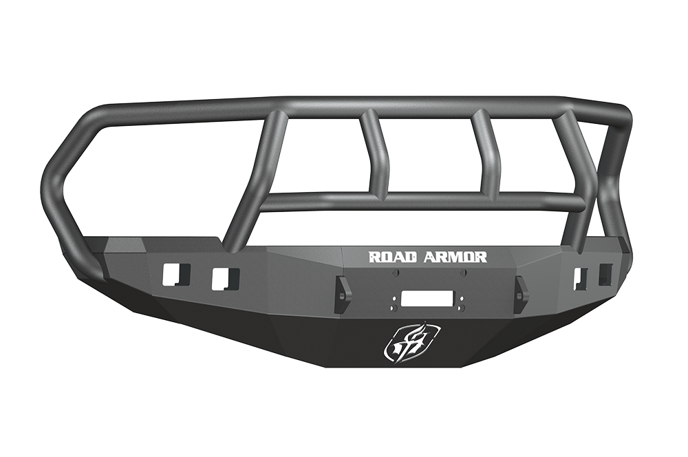 Road Armor 408R2B 2010-2018 Dodge Ram 2500/3500 Stealth Front Winch Ready Bumper Titan II Grille Guard, Black Finish and Square Fog Light Hole