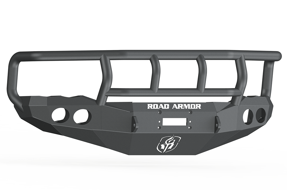 Road Armor 44032B 2002-2005 Dodge Ram 1500 Front Bumper, Stealth Series, Winch-Ready, Black, Round Fog Light Port, Black Guard