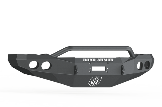 Road Armor 44034B 2002-2005 Dodge Ram 1500 Stealth Front Winch Ready Bumper Pre-Runner Style, Black Finish and Round Fog Light Hole