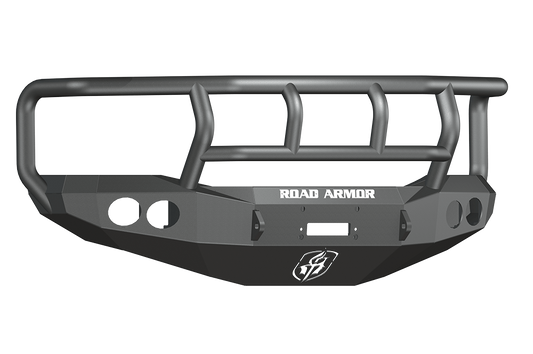 Road Armor 44072B 2006-2008 Dodge Ram 1500 Front Bumper, Black Finish, Titan II Guard, Stealth Series, Round Fog Light Hole, Winch-Ready