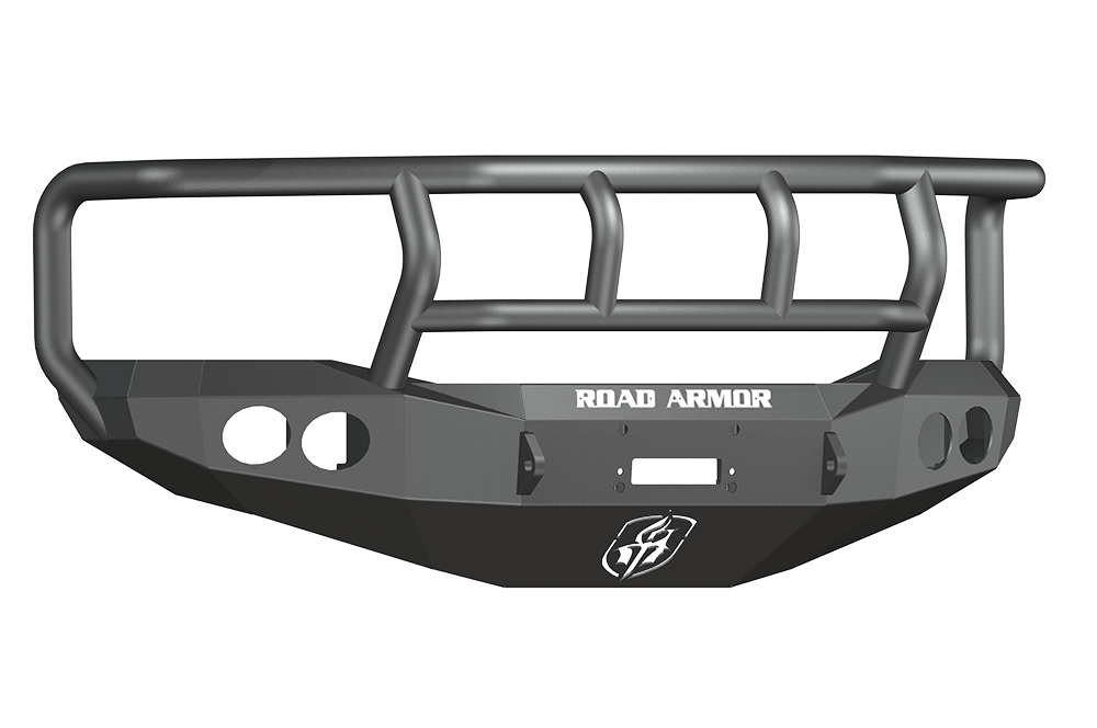 Road Armor 44072B 2006-2008 Dodge Ram 1500 Front Bumper, Black Finish, Titan II Guard, Stealth Series, Round Fog Light Hole, Winch-Ready