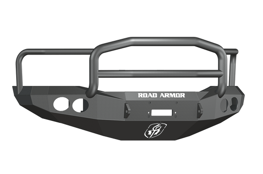 Road Armor 44075B 2006-2008 Dodge Ram 1500 Front Bumper, Black Finish, Lonestar Guard, Stealth Series, Round Fog Light Hole, Winch-Ready