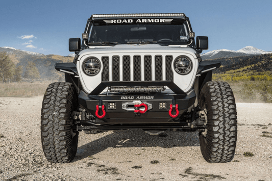 Road Armor Stealth 5182F3B 2018-2021 Jeep Wrangler JL Front Bumper Winch Sheetmetal Bar Guard Mid Width Textured Black