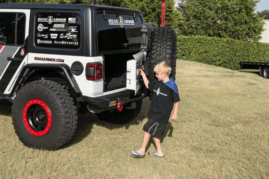 Road Armor Stealth 5182R1B-TC 2018-2025 Jeep Wrangler JL Rear Bumper Mid Width with Tire Carrier