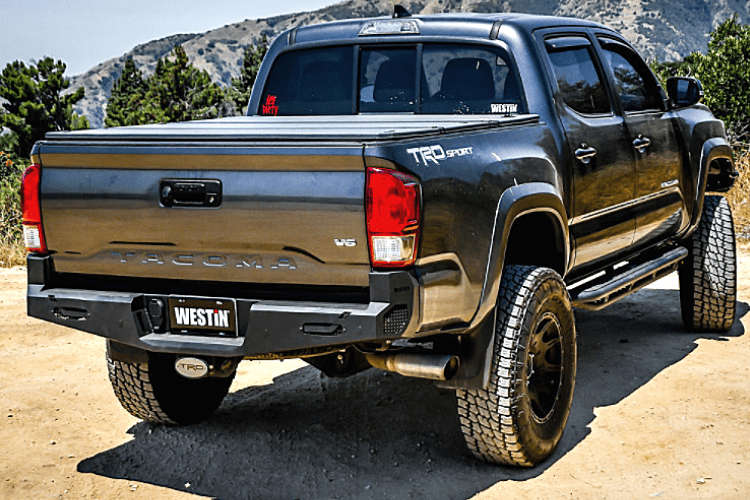 Black Rear Step Bumper For Toyota Tacoma 2016-2023 - With Park Assist Cutouts