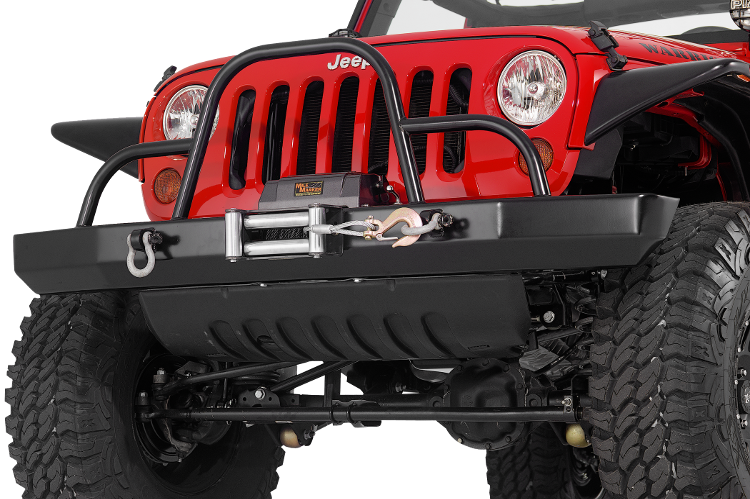 Warrior 59056 Jeep Wrangler JK 2007-2018 Rock Crawler Front Bumper Winch Ready With Brush Guard & D-Ring Mounts