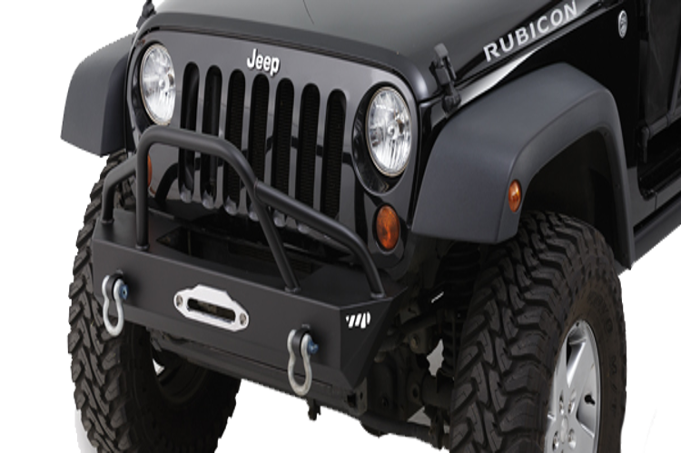 Warrior 59750 Jeep Wrangler JK 2007-2018 Rock Crawler Front Bumper Winch Ready Stubby With Pre-Runner Brush Guard