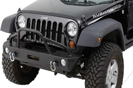 Warrior 59850 Jeep Wrangler JK 2007-2018 Rock Crawler Front Bumper Mid-Width With Pre-Runner Brush Guard