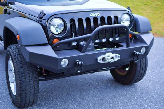 Warrior 59950 Jeep Wrangler JK 2007-2018 Full-Width Rock Crawler Front Bumper with Pre-Runner Brush Guard and Fog Mounts