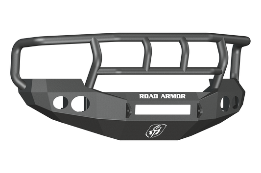 Road Armor 60502B-NW 2005-2007 Ford F250/F350/F450 Superduty, Ford Excursion Front Bumper, Black Finish, Titan II Guard, Stealth Series, Round Fog Light Hole, Non-Winch