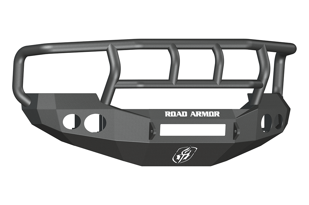 Road Armor 60502B-NW 2005-2007 Ford F250/F350/F450 Superduty, Ford Excursion Front Bumper, Black Finish, Titan II Guard, Stealth Series, Round Fog Light Hole, Non-Winch