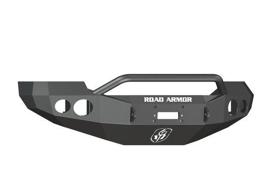 Road Armor 60504B 2005-2007 Ford F250/F350/F450 Superduty, Ford Excursion Front Bumper, Black Finish, Pre-Runner Style, Stealth Series, Round Fog Light Hole, Winch-Ready