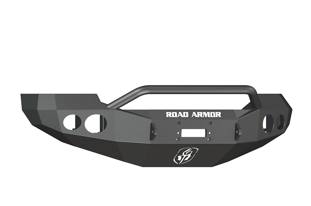 Road Armor 60504B 2005-2007 Ford F250/F350/F450 Superduty, Ford Excursion Front Bumper, Black Finish, Pre-Runner Style, Stealth Series, Round Fog Light Hole, Winch-Ready