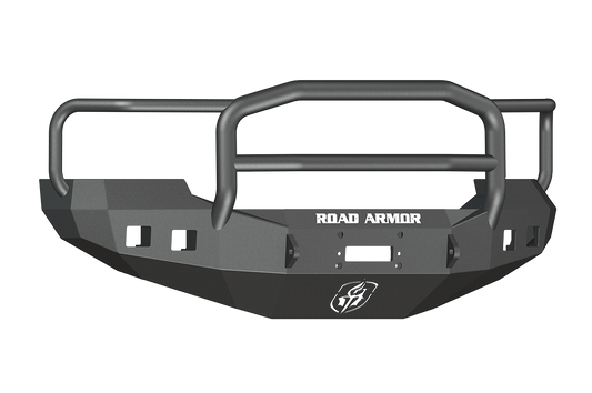 Road Armor 605R5B 2005-2007 Ford F250/F350/F450 Superduty, Ford Excursion Front Bumper, Black Finish, Lonestar Guard, Stealth Series, Square Fog Light Hole, Winch-Ready