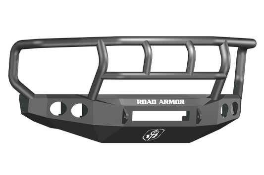 Road Armor 60802B-NW 2008-2010 Ford F250/F350/F450 Superduty Front Bumper, Black Finish, Titan II Guard, Stealth Series, Round Fog Light Hole, Non-Winch