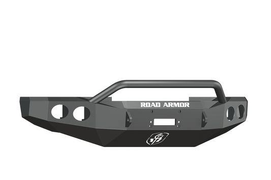 Road Armor 60804B 2008-2010 Ford F250/F350/F450 Superduty Front Bumper, Black Finish, Pre-Runner Style, Stealth Series, Round Fog Light Hole, Winch-Ready