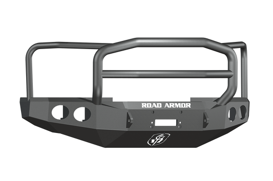 Road Armor 60805B 2008-2010 Ford F250/F350/F450 Superduty Front Bumper, Black Finish, Lonestar Guard, Stealth Series, Round Fog Light Hole, Winch-Ready