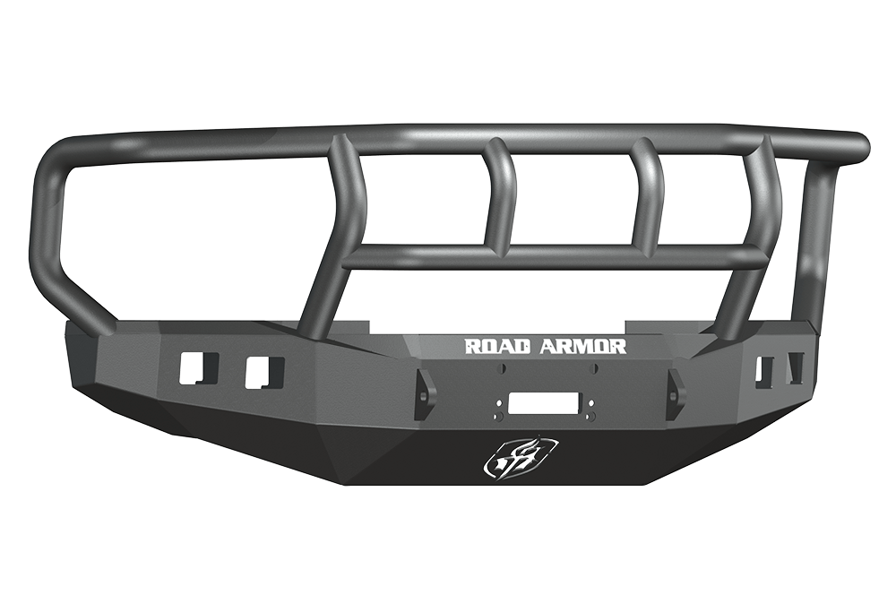 Road Armor 608R2B 2008-2010 Ford F250/F350/F450 Superduty Front Bumper, Black Finish, Titan II Guard, Stealth Series, Square Fog Light Hole, Winch-Ready