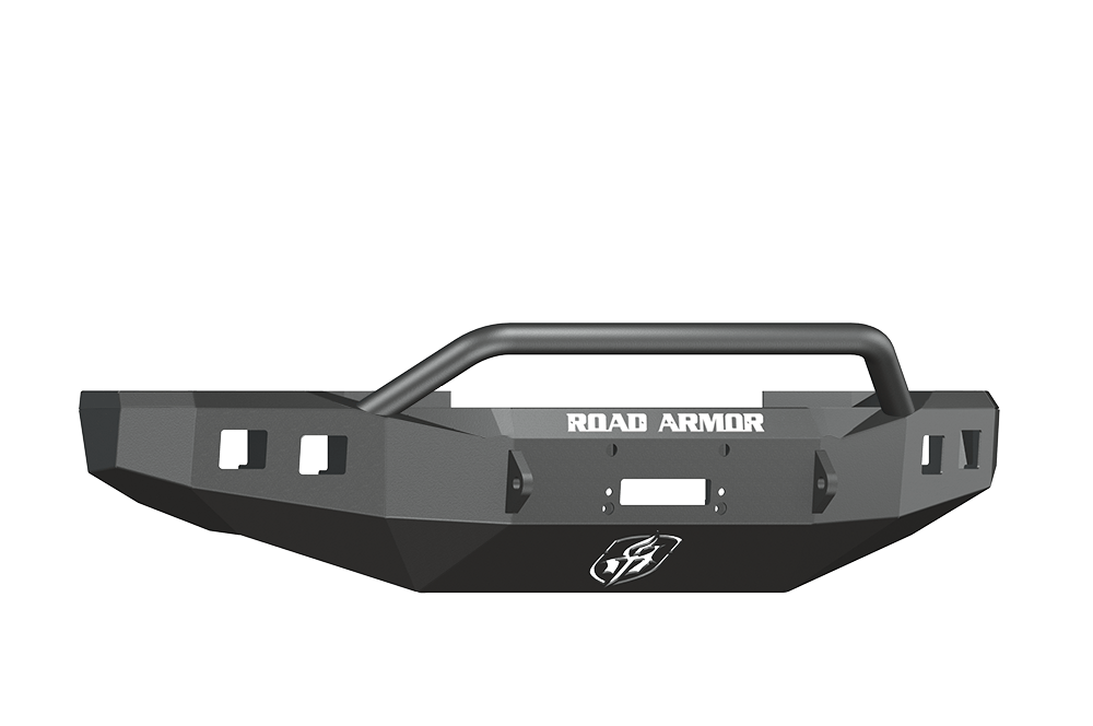 Road Armor 608R4B 2008-2010 Ford F250/F350/F450 Superduty Front Bumper, Black Finish, Pre-Runner Style, Stealth Series, Square Fog Light Hole, Winch-Ready