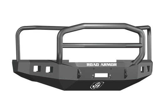 Road Armor 608R5B 2008-2010 Ford F250/F350/F450 Superduty Front Bumper, Black Finish, Lonestar Guard, Stealth Series, Square Fog Light Hole, Winch-Ready