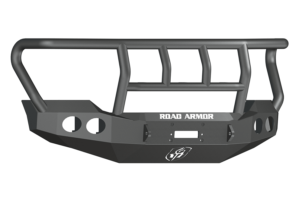 Road Armor 61102B 2011-2016 Ford F250/F350/F450 Superduty Front Bumper, Black Finish, Titan II Guard, Stealth Series, Round Fog Light Hole, Winch-Ready