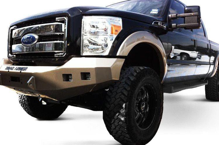 Road Armor 611R0B 2011-2016 Ford F250/F350/F450 Superduty Front Bumper, Black Finish, No Guard, Stealth Series, Square Fog Light Hole, Winch-Ready