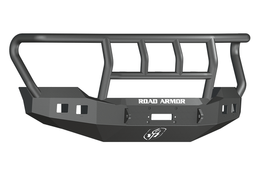 Road Armor 611R2B 2011-2016 Ford F250/F350/F450 Superduty Front Bumper, Black Finish, Titan II Guard, Stealth Series, Square Fog Light Hole, Winch-Ready