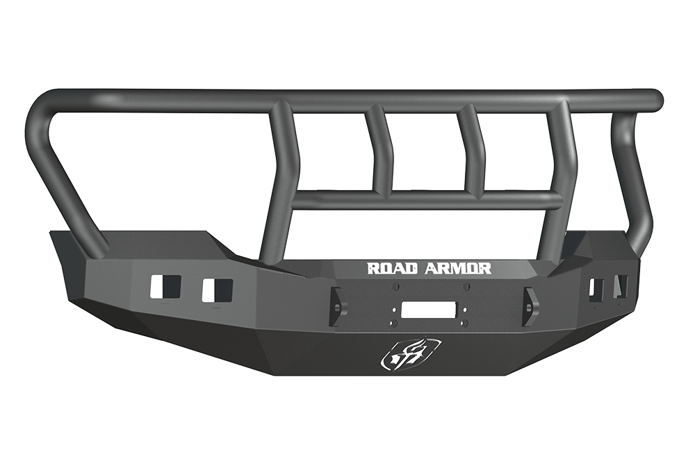 Road Armor 611R2B 2011-2016 Ford F250/F350/F450 Superduty Front Bumper, Black Finish, Titan II Guard, Stealth Series, Square Fog Light Hole, Winch-Ready