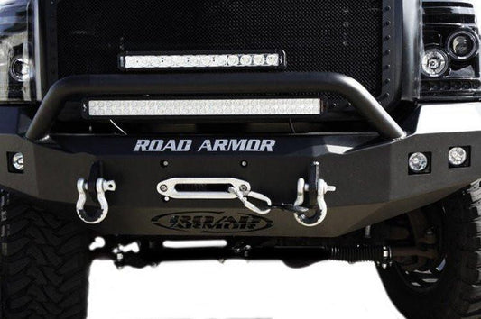 Road Armor 611R4B 2011-2016 Ford F250/F350/F450 Superduty Front Bumper, Black Finish, Pre-Runner Style, Stealth Series, Square Fog Light Hole, Winch-Ready
