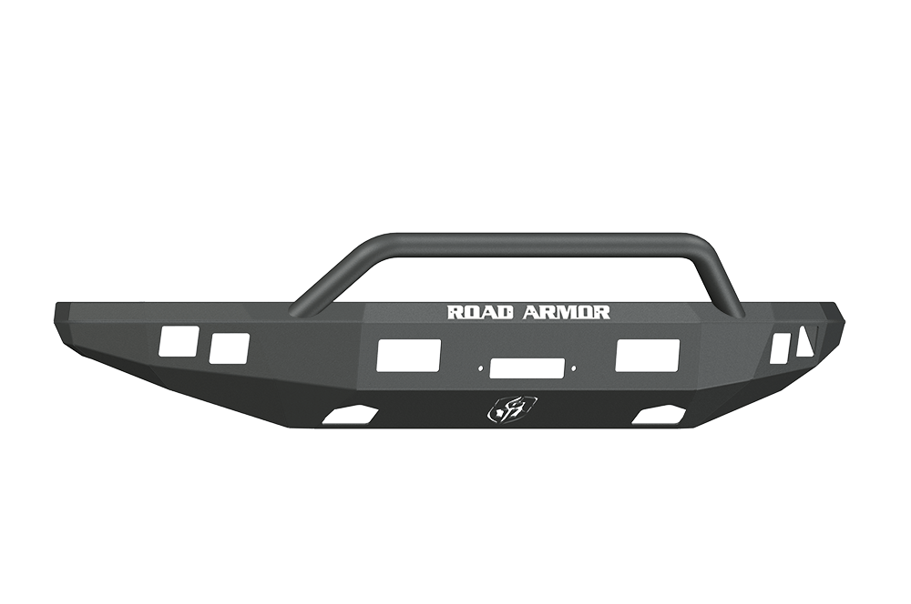 Road Armor 614R4B 2010-2014 Ford F150 Raptor Front Bumper, Black Finish, Pre-Runner Style, Stealth Series, Square Fog Light Hole, Winch-Ready