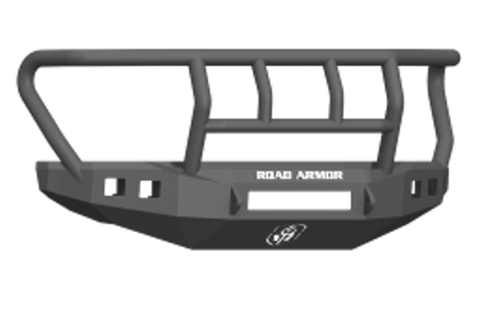 Road Armor 61742B-NW 2017-2018 Ford F450/F550 Superduty Stealth Front Non-Winch Bumper Titan II Grille Guard, Black Finish and Square Fog Light Hole