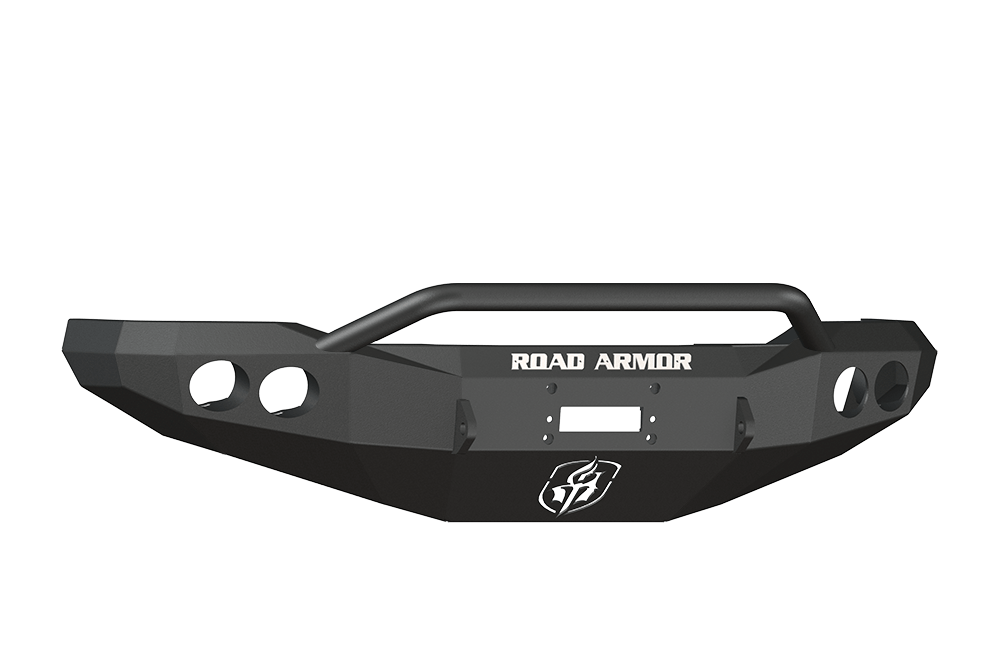 Road Armor 66004B 1999-2004 Ford F250/F350/F450 Superduty, Ford Excursion Front Bumper, Black Finish, Pre-Runner Style, Stealth Series, Round Fog Light Hole, Winch-Ready