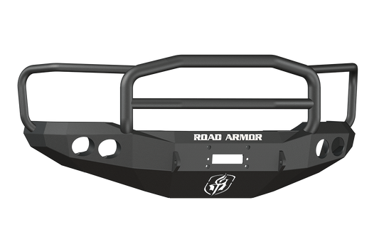 Road Armor 66005B 1999-2004 Ford F250/F350/F450 Superduty, Ford Excursion Front Bumper, Black Finish, Lonestar Guard, Stealth Series, Round Fog Light Hole, Winch-Ready