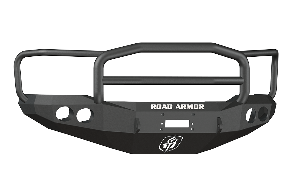 Road Armor 66005B 1999-2004 Ford F250/F350/F450 Superduty, Ford Excursion Front Bumper, Black Finish, Lonestar Guard, Stealth Series, Round Fog Light Hole, Winch-Ready