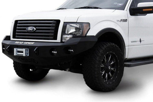Road Armor 66130B 2009-2014 Ford F150 Front Bumper, Black Finish, No Guard, Stealth Series, Round Fog Light Hole, Winch-Ready