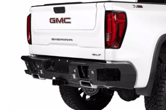 Bodyguard DGC19ANLT A2 rear bumper for 2019–2025 Chevy Silverado 1500, heavy duty aftermarket back bumper with dual exhaust fitment