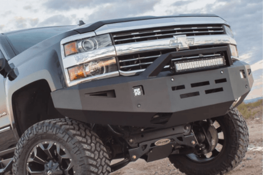 ICI Aluminum Chevy Silverado 2500/3500 2015-2019 Alumilite Front Bumper Non Winch With Optional Bolt-On RT Series Light Bracket AL-FBM94CHN-RT