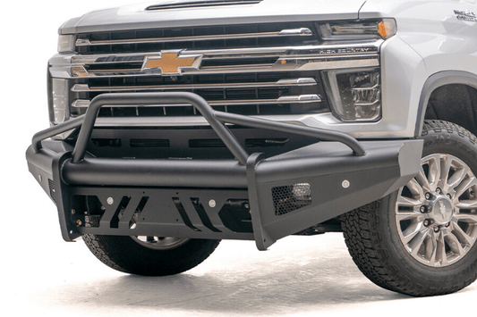 Fab Fours CH20-Q4962-1 Chevy Silverado 2500/3500 2020-2023 Black Steel Elite Front Bumper Pre-Runner Guard Sensor