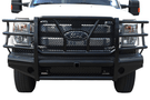 Steelcraft HD11370R-1 HD Replacement Front Bumper with Grille Guard and Hitch Receiver for 2011-2016 Ford Super Duty, black heavy-duty steel construction.