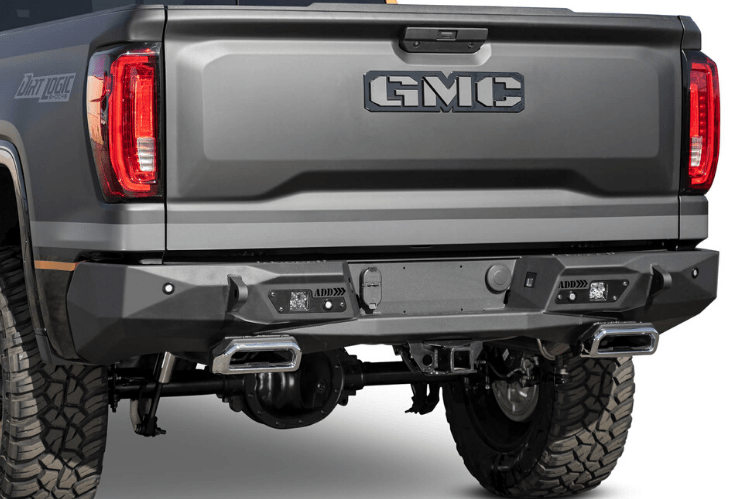 ADD R441051280103 GMC Sierra 1500 2019-2021 Stealth Fighter Rear Bumper with Exhaust Tips and Backup Sensors