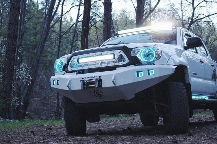 Road Armor 905R0B 2012-2015 Toyota Tacoma Front Bumper, Black Finish, No Guard, Stealth Series, Square Fog Light Hole, Winch-Ready