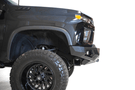 Black truck front end showcasing ADD F271202890103 Stealth Fighter bumper, designed for Chevy Silverado 2500/3500 2020-2023, winch-ready with sensors