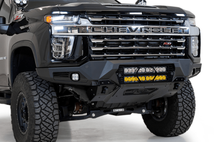 Black Chevy truck front end with ADD F270012140103 Chevy Silverado 2500/3500 2020-2023 Bomber Black Front Bumper