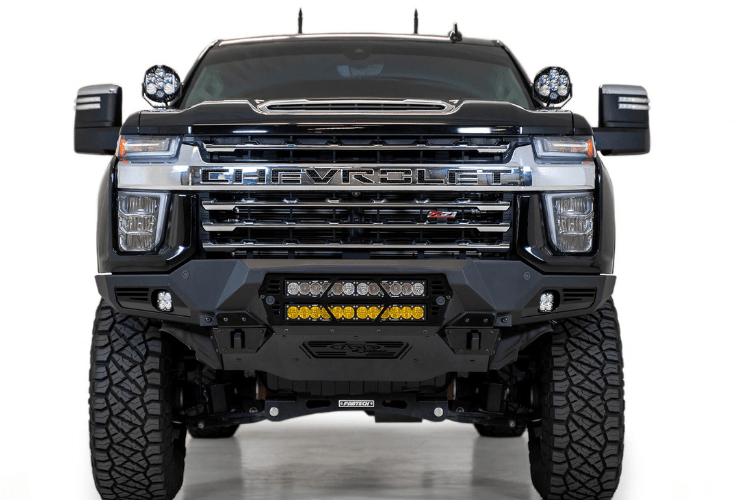 Black Chevy truck front end with ADD F270012140103 Chevy Silverado 2500/3500 2020-2023 Bomber Black Front Bumper